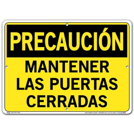 Vestil Aluminum Sign, 10-1/2" Height, 14-1/2" Width, Aluminum, Rectangle, Spanish SI-C-32-C-AL-080-S